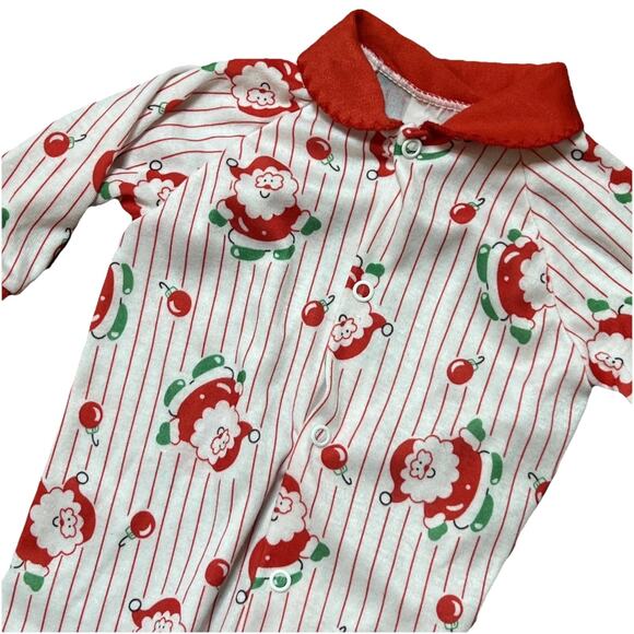 Vintage 1990s Playskool Christmas Sleeper Pajamas 3-6 Santa Ornaments Red White - Picture 1 of 6